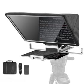 Teleprompter, 16" Aluminum Alloy, Floor Type with Adjustable Angle Spectroscope, Remote Control, for YouTube, Twitch, Zoom, Supports DSLR/Webcam