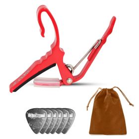 5Core Capo Acoustic Electric Guitar String Clip Banjo Mandolin Or Ukulele + 6Pcs Guitar Picks Celluloid Puas Para Guitarra + Carry Bag - CAPO AL (Option: CAPOALRED)
