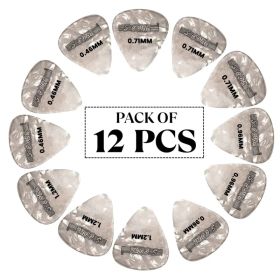 5 Core Guitar Picks 12 Piece Celluloid Light Medium Heavy Extra Heavy For Acoustic Electric Guitars (Option: White)