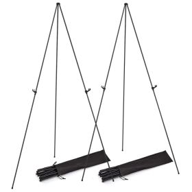 2 Pack Easel Stand For Display 61in Collapsible A Frame Tripod Easel Iron Alloy Drawing Stand With 2 Carry Bags For Wedding Poster Art Drawing Me (Option: Black)