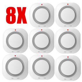 Photoelectric Wireless Smoke Detector Fire Alarm Detector Smart Smoke Alarm (Quantity: 8 pcs)