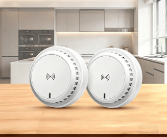 Smoke Detectors with Voice Alert Battery Powered Sensor Fire Alarm Smoke Alarm With Base (Quantity: 2 pcs)