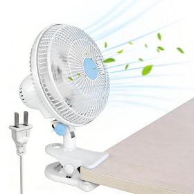 8.66In Oscillating Clip On Fan 2 Speeds Quiet Clamp Fan With 90 Degree Oscillating & Tilting Angle Desktop Wall Mount For Home Office Dorms Strol (Option: Blue White)